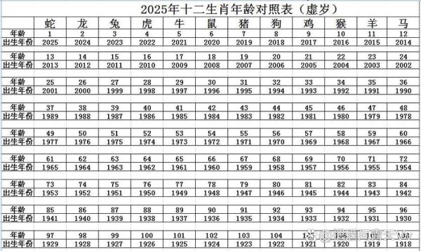 生肖属相研究（生肖属相年份对照表完整版2025）