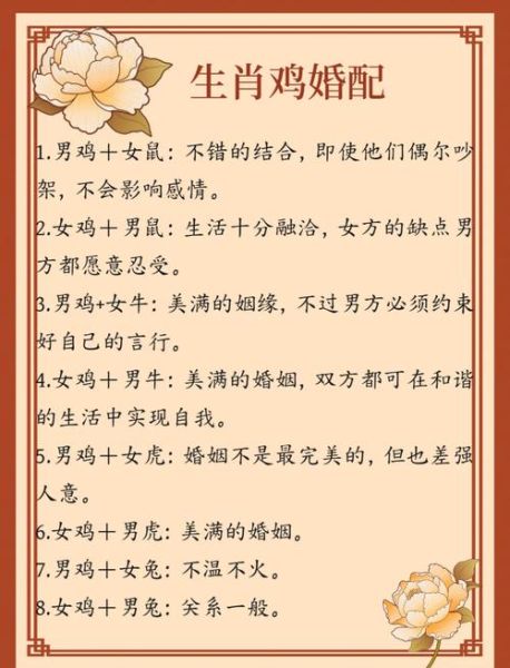 生肖鸡男婚配属相（生肖鸡男婚配属相最好的是哪一个？）