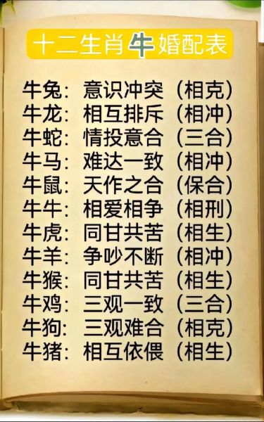 生肖牛合作属相禁忌（生肖牛合作属相禁忌有哪些）