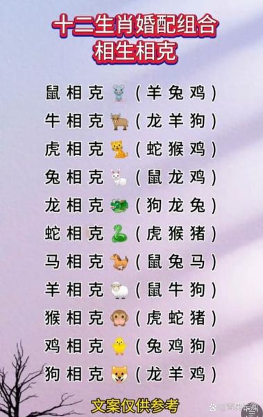 生肖配对表 属相相克（属相相克表怎么看）