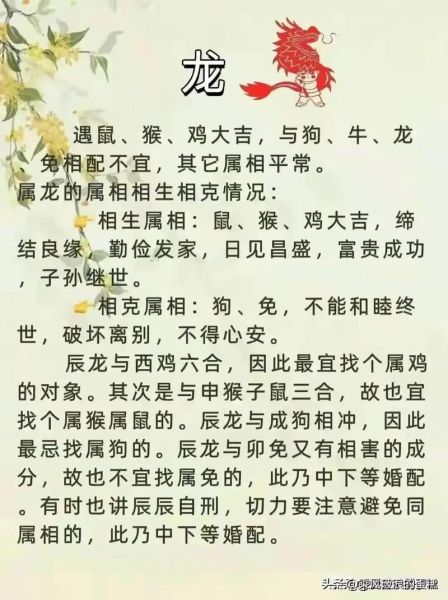 生肖龙禁忌属相（属龙不能和什么属相结婚）