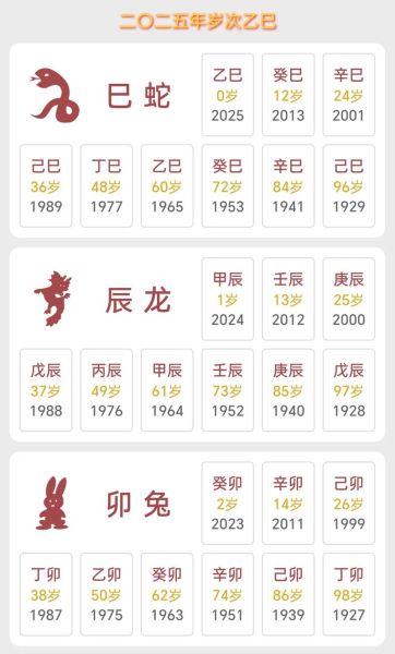 生肖属相年龄配对图表（2025最新生肖年龄速查配对图）