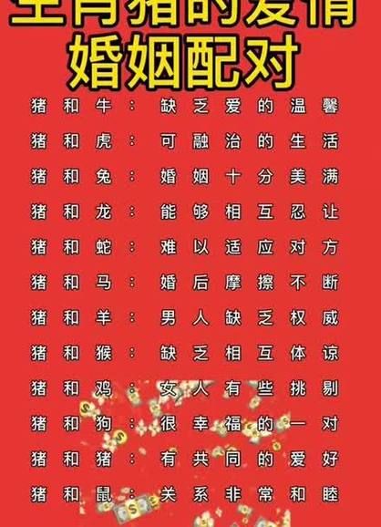 生肖猪的属相婚配表查询（生肖猪最佳婚配属相Top5速查）