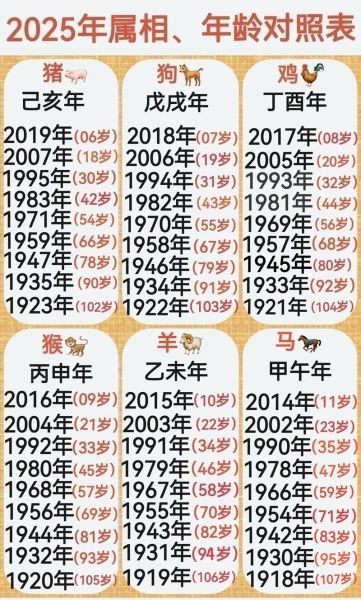 十二生肖属相表兔（兔年属相年龄对照表2025查询🔍）