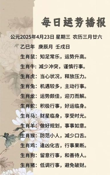 十二生肖属相解说（2024十二生肖每日运势及破解指南）