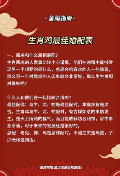 鸡属相适合什么配偶生肖