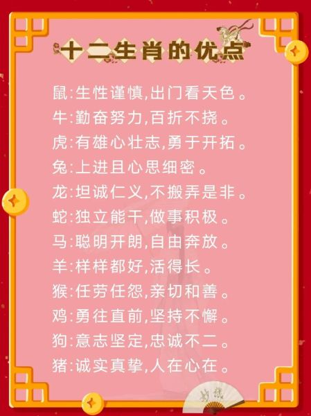 生肖属相优点大全图（十二生肖优点图解大全免费下载）