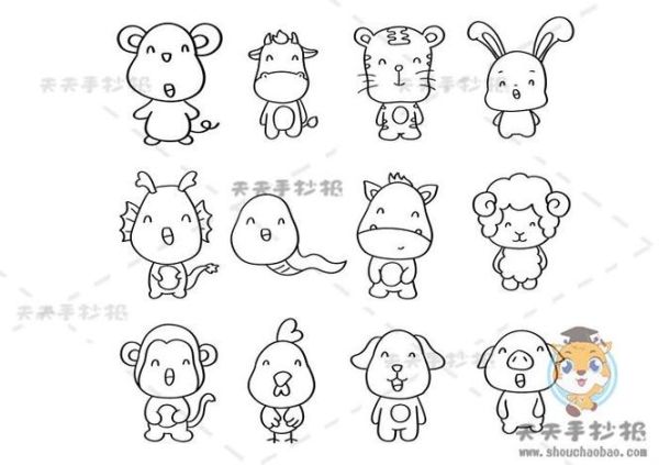 生肖属相横图怎么画（生肖横图最简单画法）