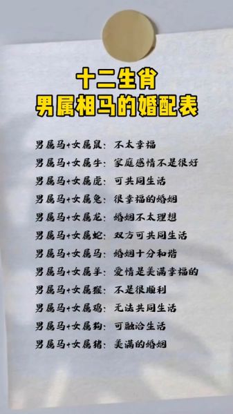 生肖马属相婚姻(生肖马最佳婚配属相有哪些)