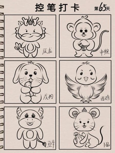 十二生肖属相画法（十二生肖简笔画教程超简单画法）